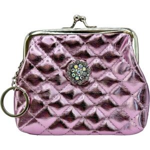 Shiny Pink Snap Jewelry Coin Lipstick Purse w/ 18mm Sparkling Iridescent Snap!